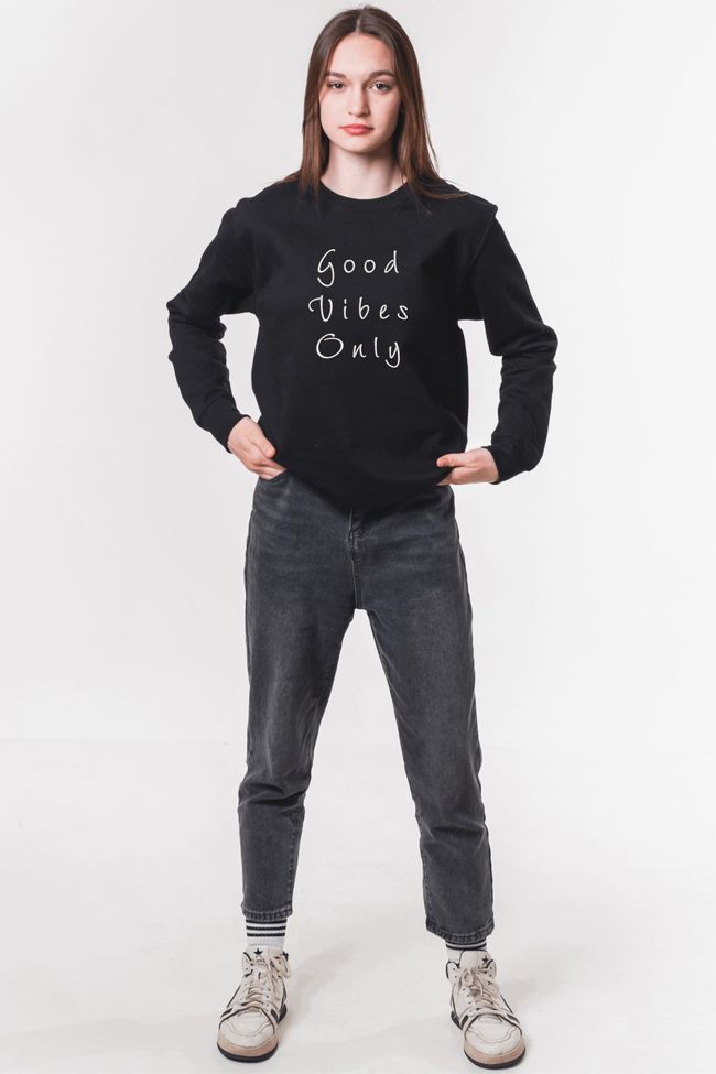 Світшот з вишивкою "Good Vibes Only", жіночий, чорний, M, Embroshop ea005u-s113 фото