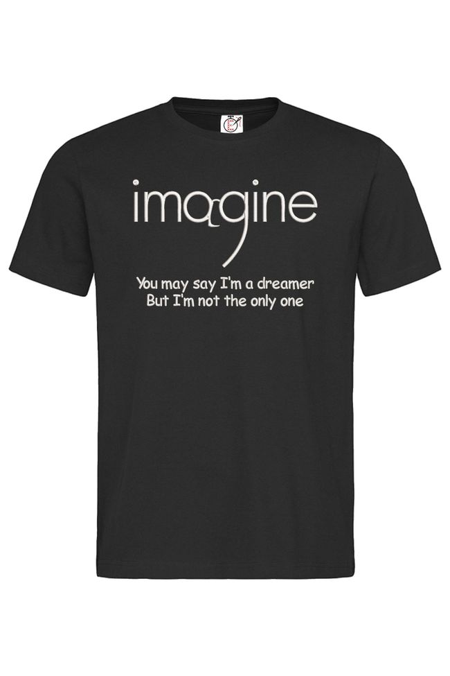 Футболка з вишивкою "Imagine, John Lennon es", чоловіча, чорна, M, Embroshop FM014MP-0102 фото