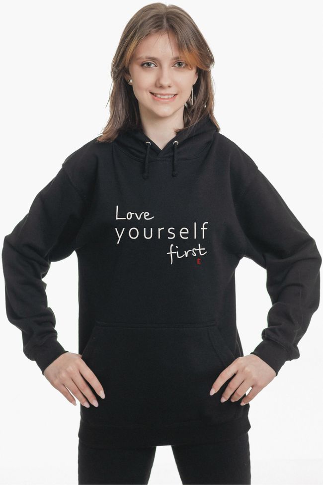 Худі з вишивкою "Love yourself first", жіноче, чорне, XS, Embroshop HFU016-0100 фото