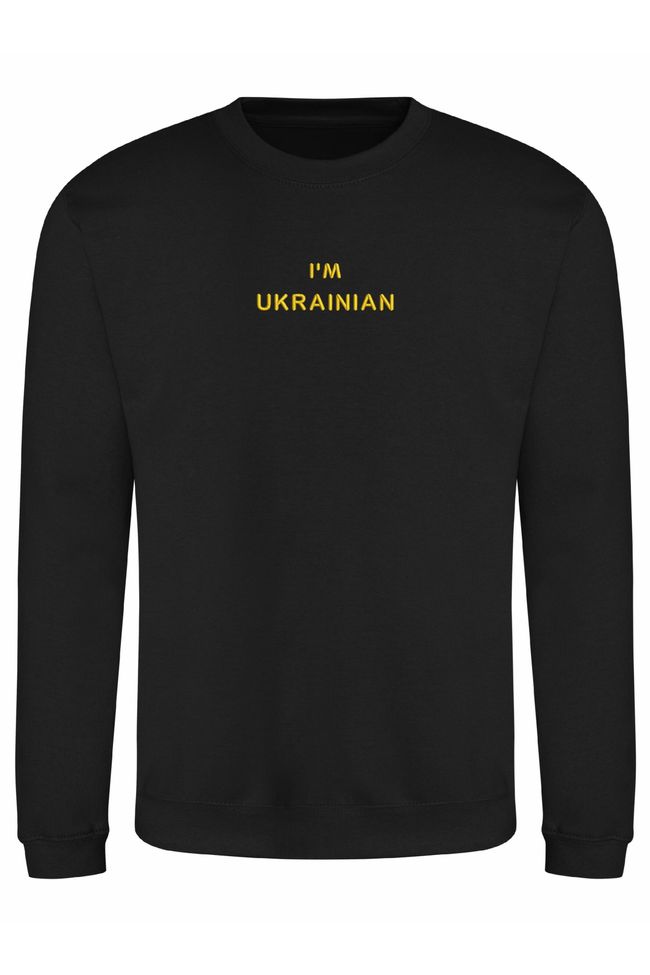 Світшот з вишивкою "I am Ukrainian"(g), чоловічий, чорний, M, Embroshop SU058M-0102 фото