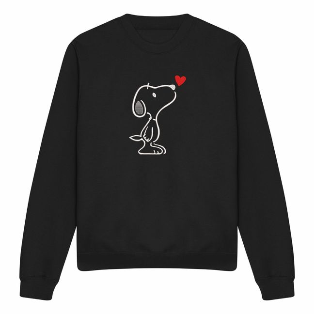 Світшот з вишивкою "Snoopy looks at the flying heart", жіночий, чорний, M, Embroshop ea014u-s113 фото