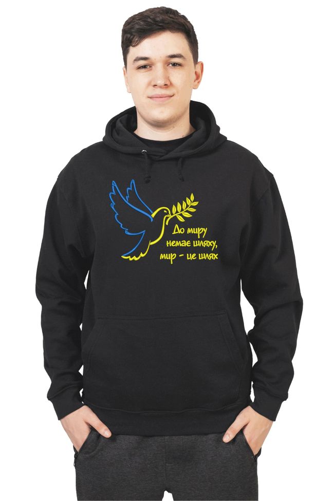 Худі з вишивкою "Голуб Миру", чоловіче, чорне, XS, Embroshop HU002M-0100 фото