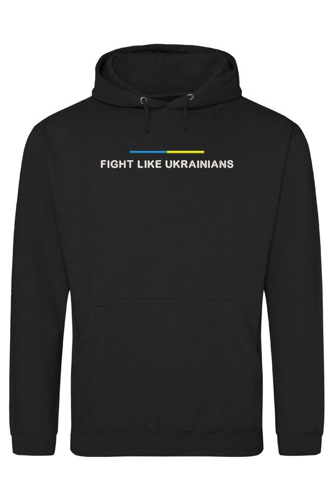 Худі з вишивкою "Fight Like Ukrainians", чоловіче, чорне, XS, Embroshop HU043M-0100 фото