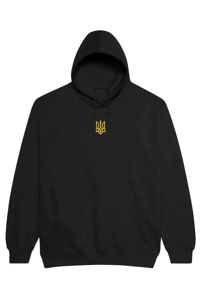 Худі з вишивкою "Тризуб - герб України", жіноче, чорне, XS, Embroshop HUU029-0100 фото