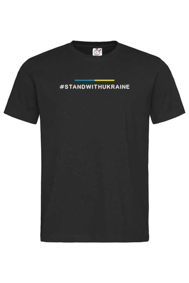 Футболка з вишивкою "Stand with Ukraine", чоловіча, чорна, M, Embroshop FU040MP-0102 фото