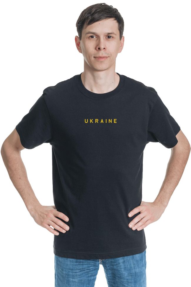 Футболка з вишивкою "Україна"(g), чоловіча, чорна, M, Embroshop FU061MP-0102 фото