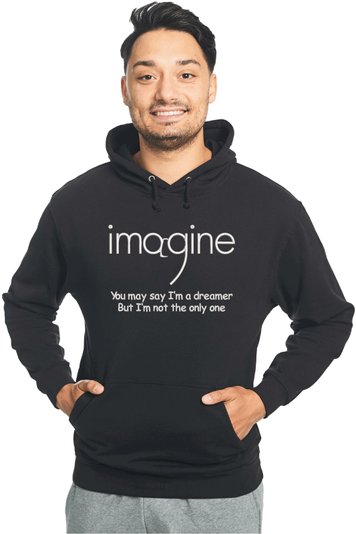 Худі з вишивкою "Imagine, John Lennon es", чоловіче, чорне, XS, Embroshop HM014M-0100 фото