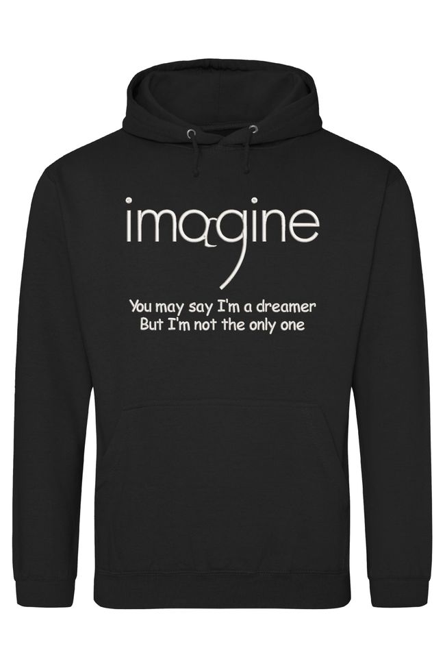 Худі з вишивкою "Imagine, John Lennon es", чоловіче, чорне, XS, Embroshop HM014M-0100 фото