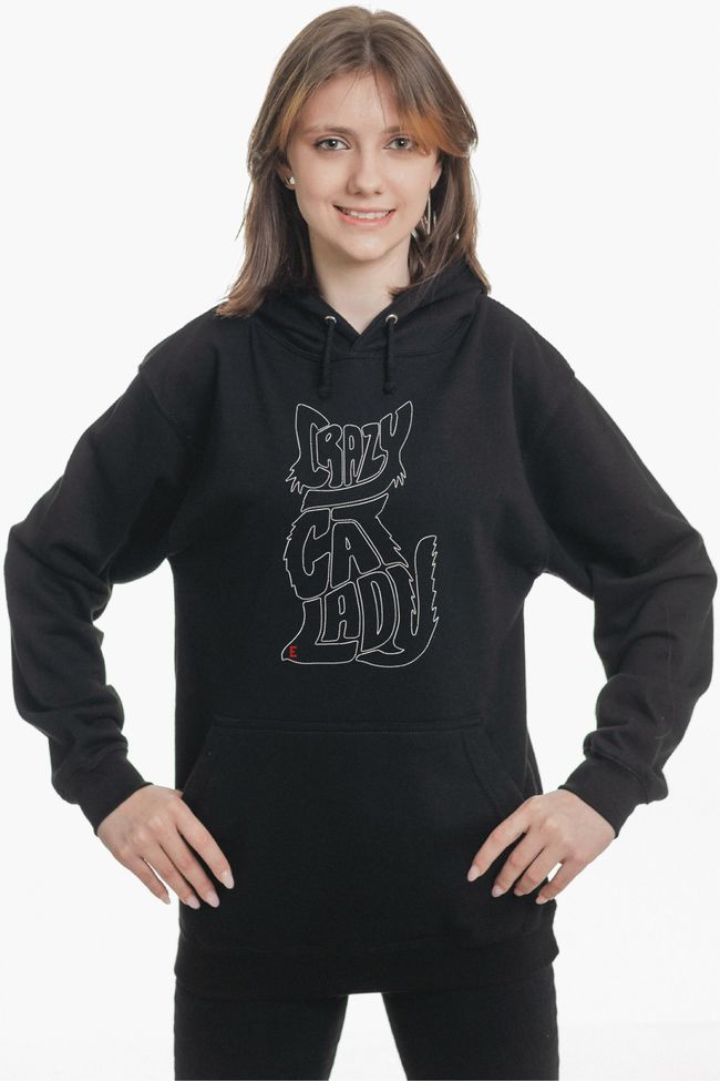 Худі з вишивкою "Crazy cat lady", жіноче, чорне, XS, Embroshop HFU020-0100 фото