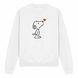 Світшот з вишивкою "Snoopy looks at the flying heart", жіночий, білий, XS, Embroshop ea014u-s121 фото