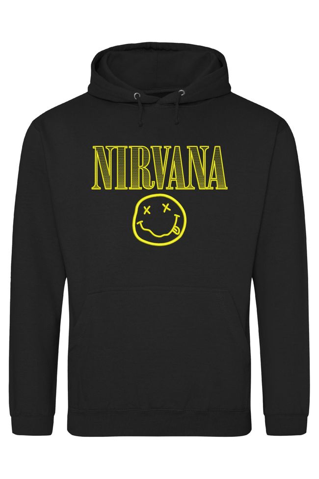 Худі з вишивкою "Smile, Nirvana es", чоловіче, чорне, XS, Embroshop HM012M-0100 фото