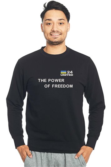 Світшот з вишивкою "The Power Of Freedom", чоловічий, чорний, M, Embroshop SU046M-0102 фото