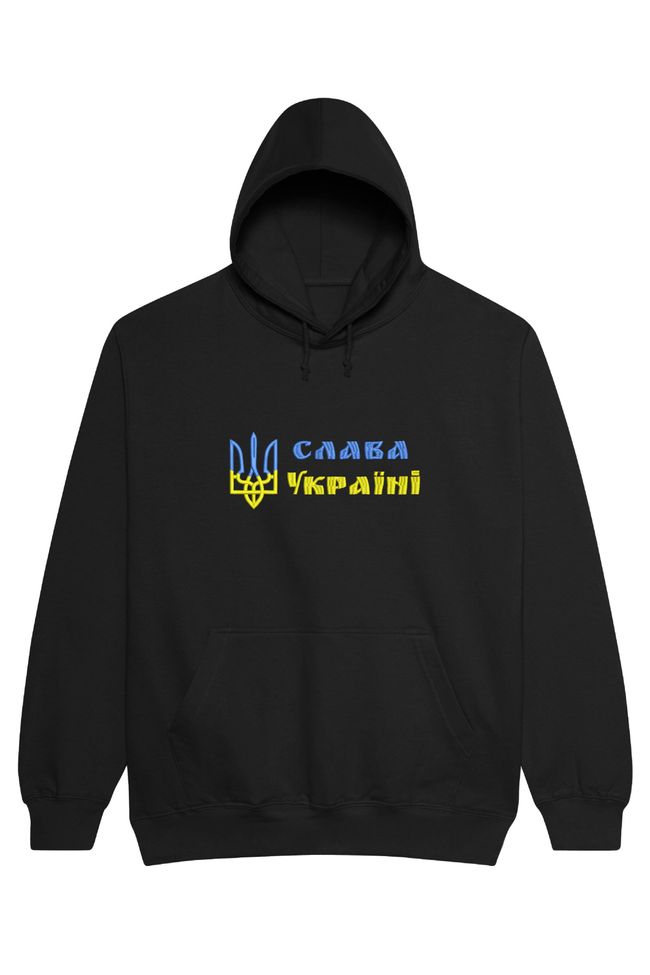 Худі з вишивкою "Слава Україні"(v1), чоловіче, чорне, XS, Embroshop HU012M-0100 фото