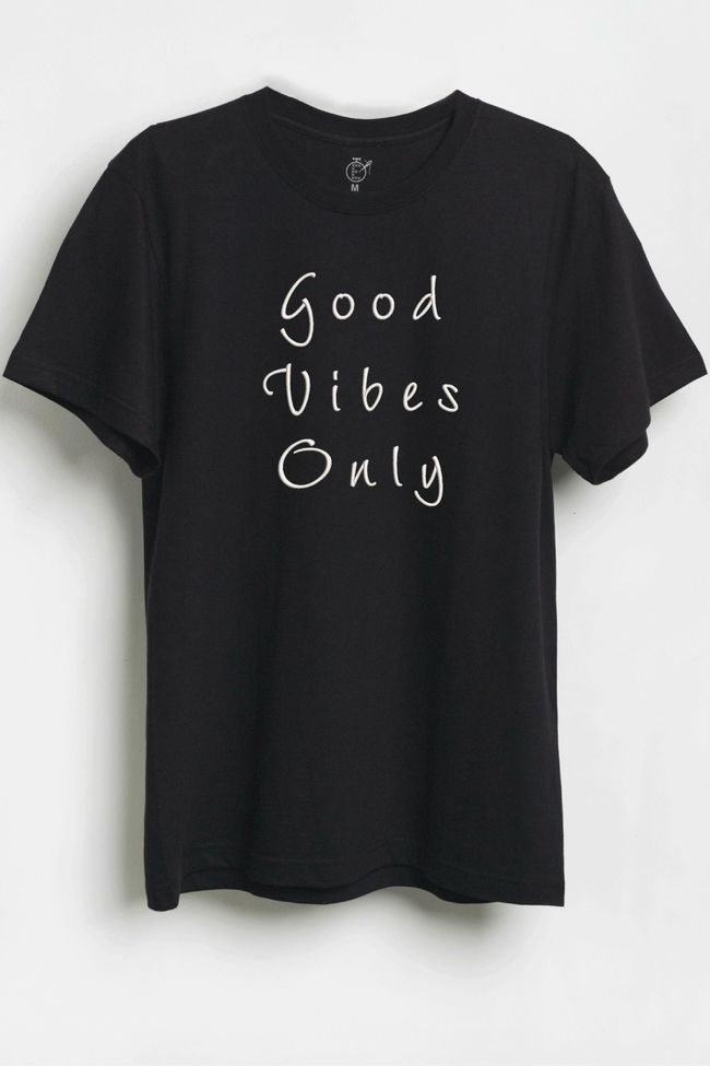 Футболка з вишивкою "Good Vibes Only", жіноча, чорна, XS, Embroshop FMU005P-0100 фото