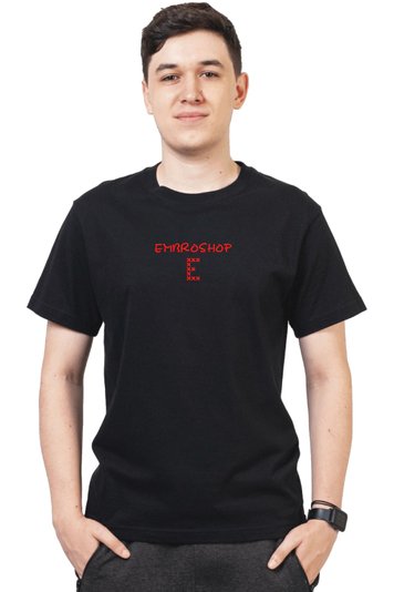 Футболка з вишивкою "Embroshop, E", чоловіча, чорна, M, Embroshop es001m-f013 фото