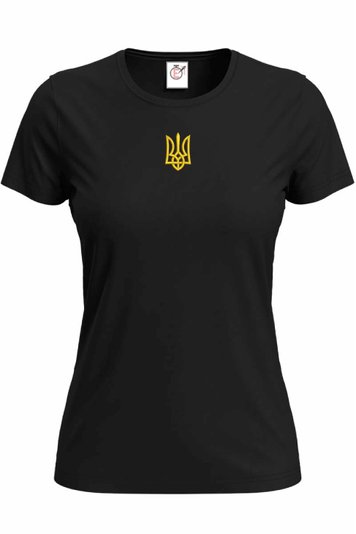 Футболка з вишивкою "Тризуб - герб України", жіноча, чорна, XS, Embroshop FU029WK-0100 фото