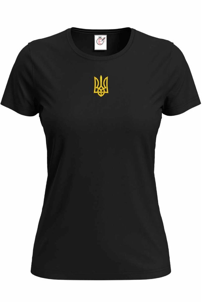 Футболка з вишивкою "Тризуб - герб України", жіноча, чорна, XS, Embroshop FU029WK-0100 фото